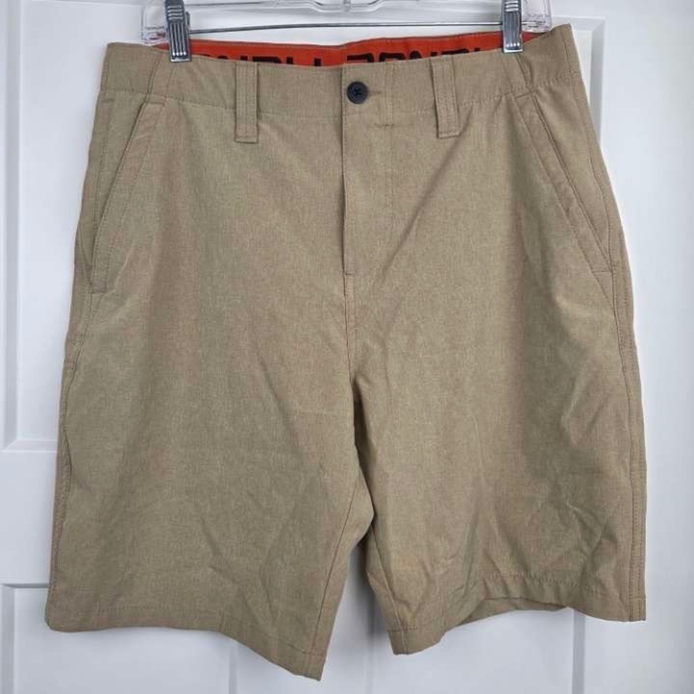 Denali Mens Hybrid Shorts Tan Stretch Quick Dry Performance Size 32